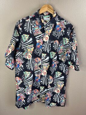 Bobby Brost Black Short-Sleeve Geometric Print Button-Down Shirt